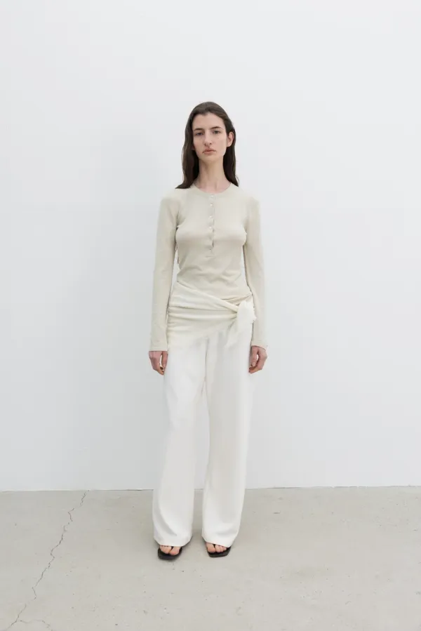 Brushed Jersey Bias Pants (Ivory / Beige / Gray / Black)