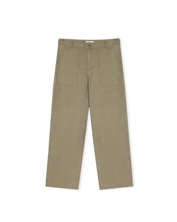 W Wide Fatigue Pants, Washed Beige