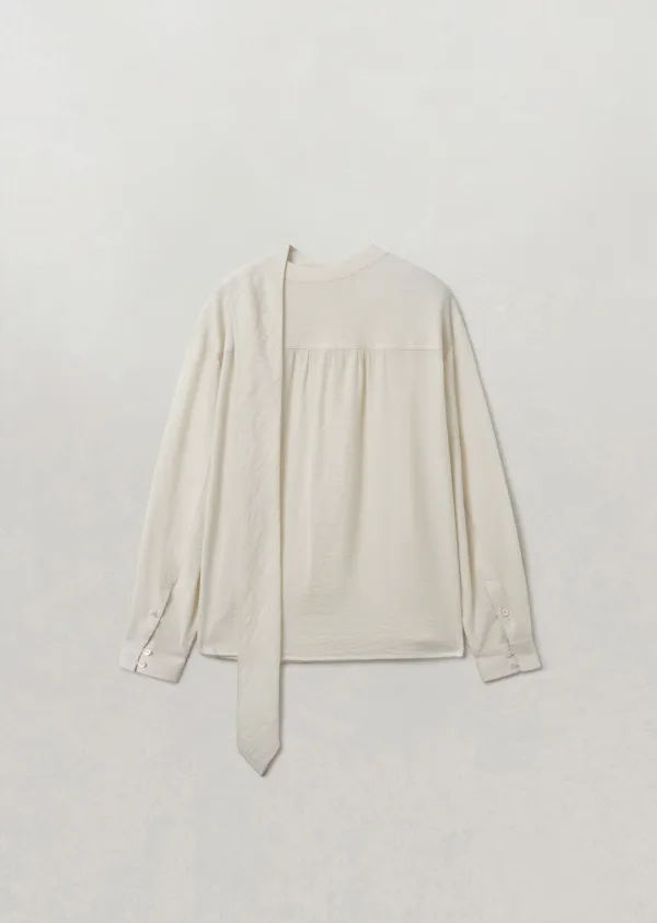SHIRRING TIE BLOUSE (cream ivory)