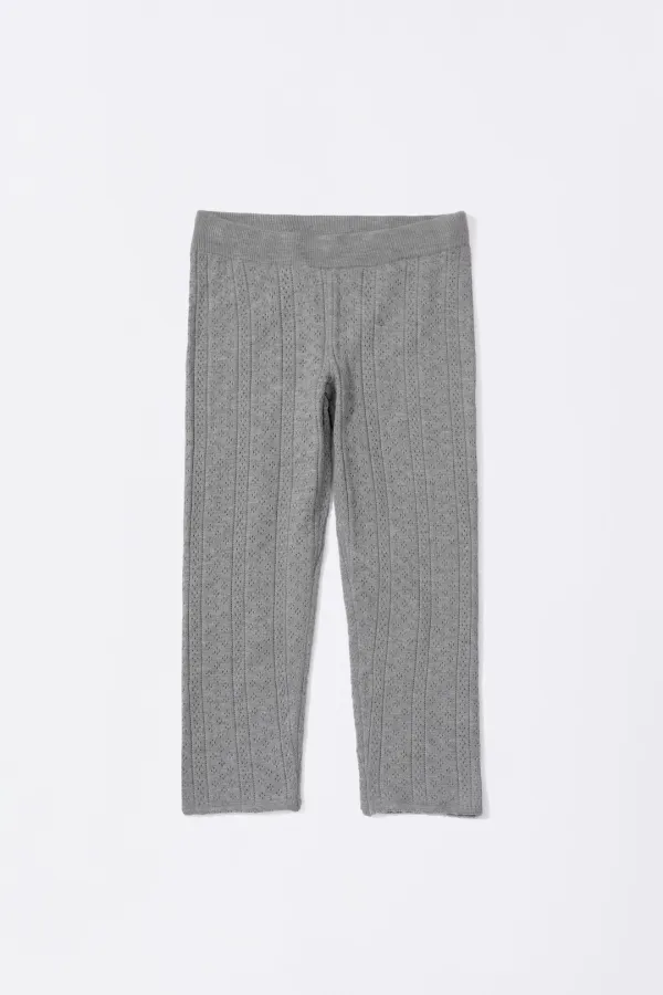 Eyelet Knit Capri Pants Melange Gray