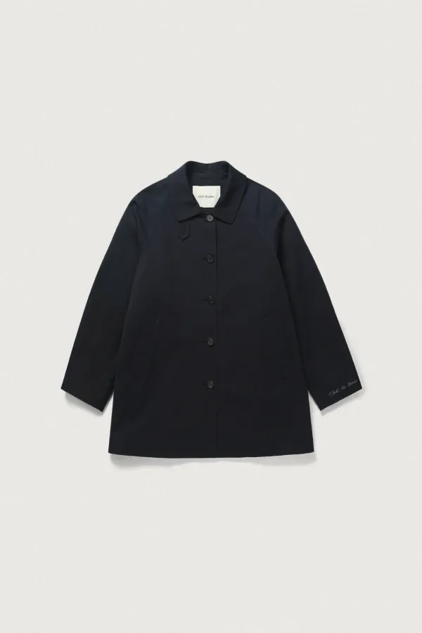 PLEAT HALF MAC COAT [NAVY] - 3/25 순차배송