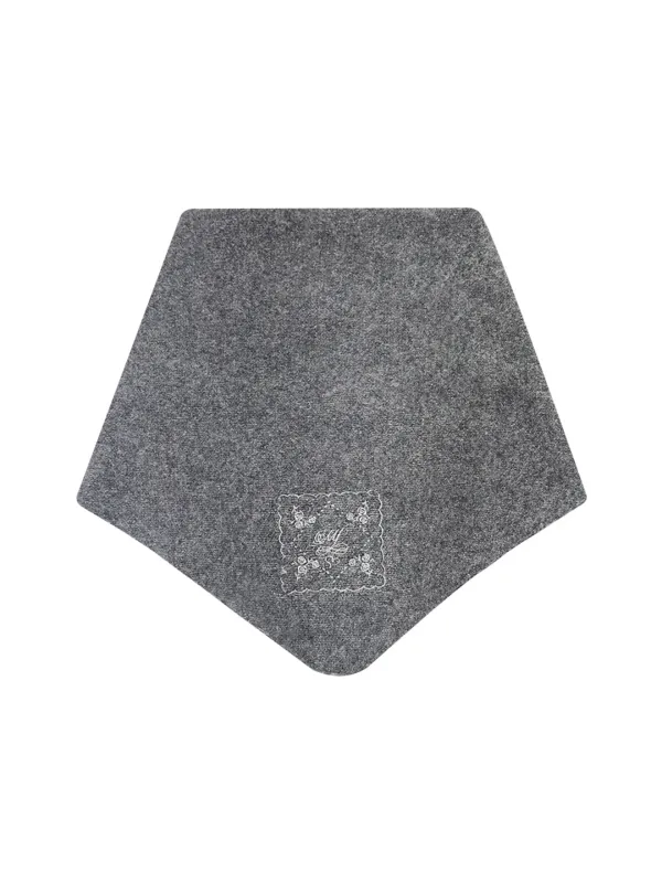 ROSE EMBROIDERY MUFFLER (CHARCOAL)
