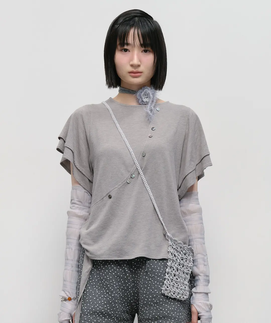 타입서비스 Beaded Handmade Knitted Bag [Silver] 상품 이미지 2