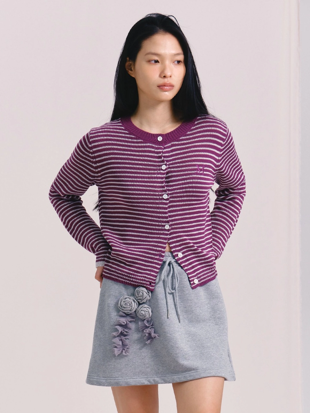 마가린핑거스 LOGO STRIPE CARDIGAN (PURPLE) 상품 이미지 2
