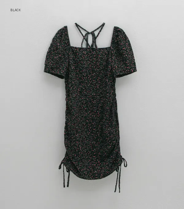 (OP-6179)ROSE PUFF SHIRRING DRESS