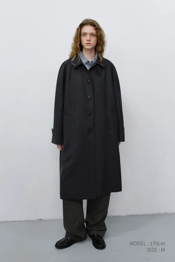 UNISEX H-LINE WOOL MAC COAT CHARCOAL GREY_UDTR6C101CG