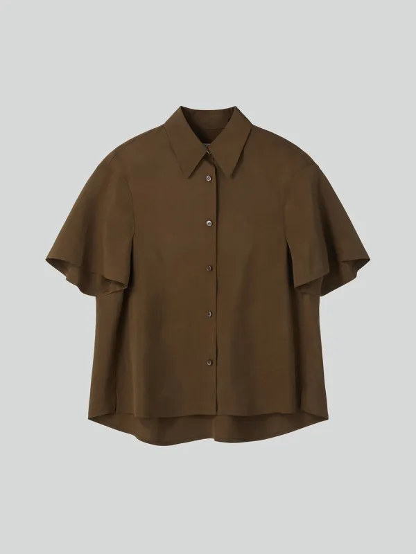 WRINKLED FLUID BLOUSE (KHAKI BROWN)