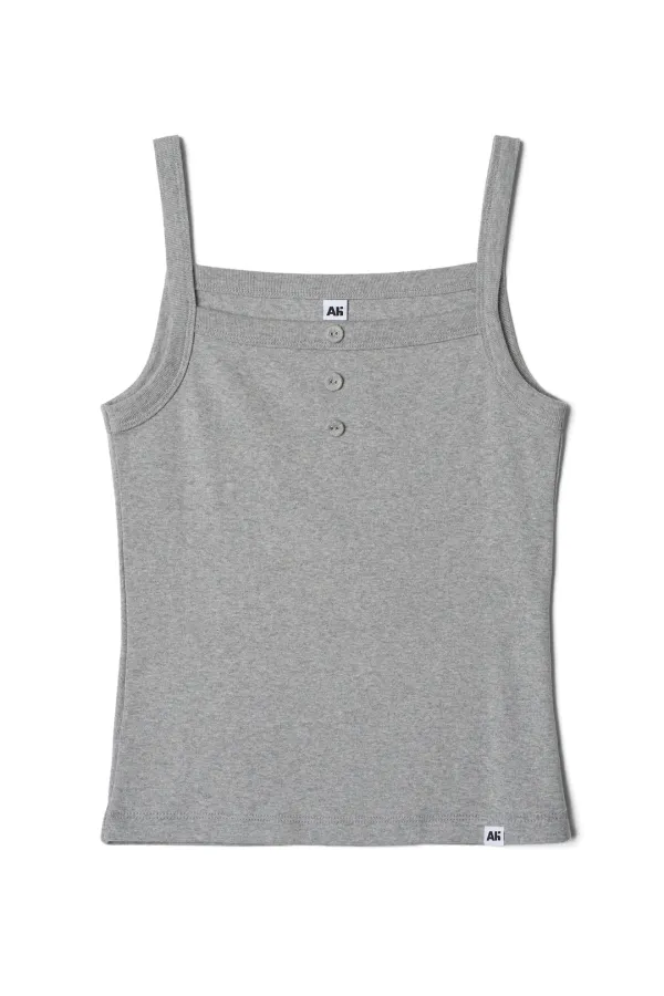 Square Button Sleeveless Grey