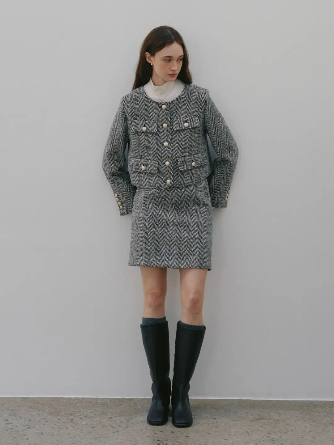 뮤제 [10th] MIENNE Tweed Wool Mini Skirt_Black 상품 이미지 2