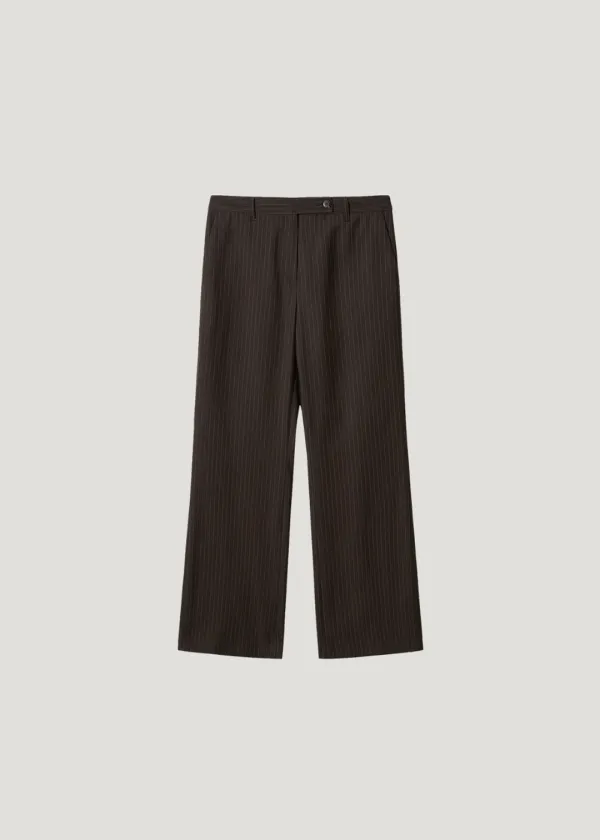 Pinstripe Wide Slacks_Brown