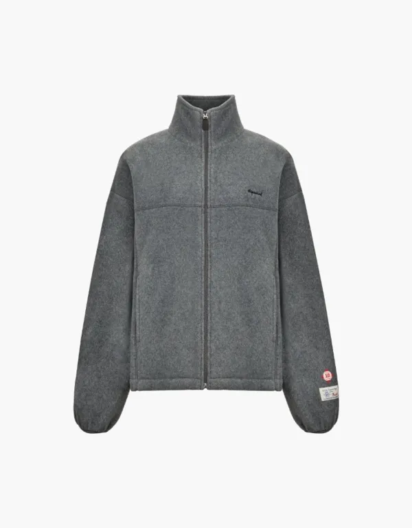 (10th) graphic fleece zip up - grey