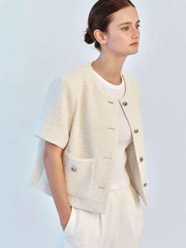 (5/27 예약배송)HALF SLEEVE TWEED JACKET - IVORY