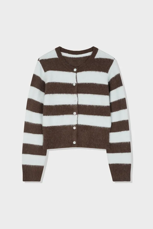 two tone cardigan - sky brown