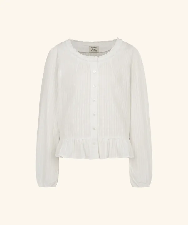 Noteny Round-Neck Frill Blouse ( Ivory )