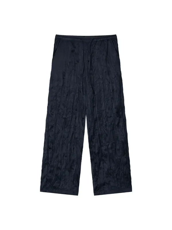 Wrinkle Wide Trousers - Navy