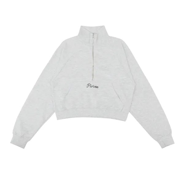Logo Embroidered Half-zip Sweatshirt (snow grey)