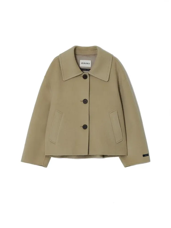 Cashmere Collar Handmade Short Coat Beige