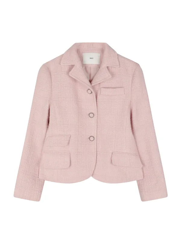 TAILORED WOOL TWEED JACKET (PINK)