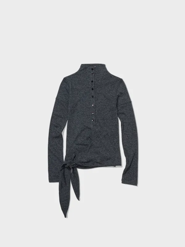Button Up Wrap T-Shirt_Charcoal