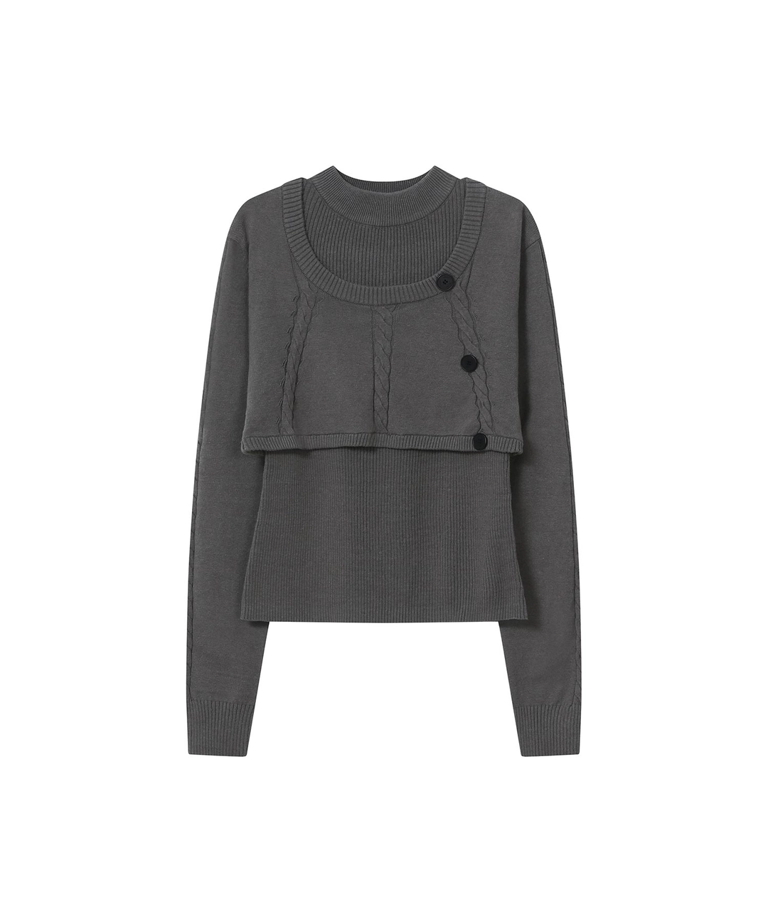 미세키서울 [10월 19일 발매] Cable layered knit SET CHARCOAL 상품 이미지 2