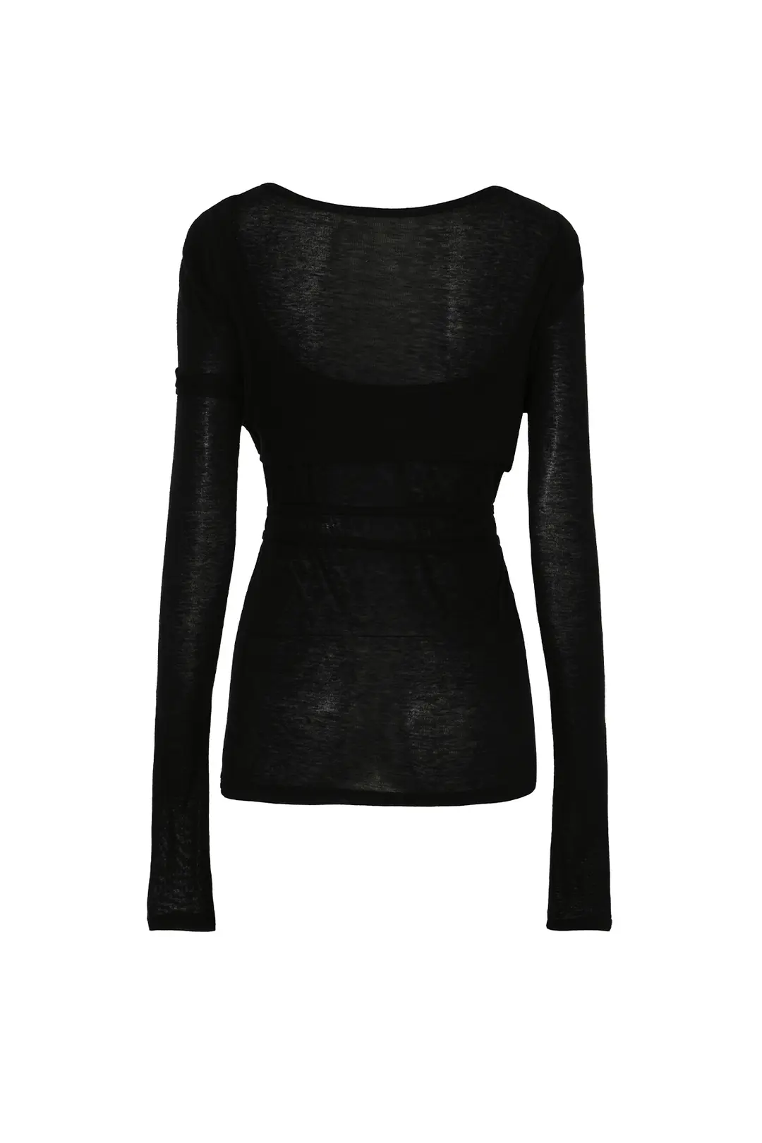 와이이이엘 OVERLAY WRAP LONG SLEEVE TOP BLACK 상품 이미지 3