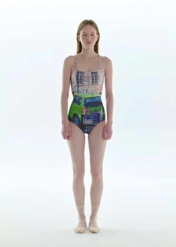Photo Graphic One-Piece Swimsuit_Green