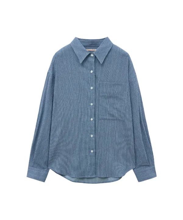 A3550 텍스처드 데님 셔츠_Medium blue