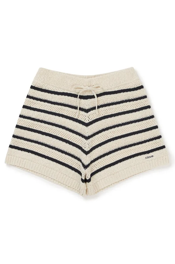 [25SS clove] Stripe Crochet Knit Shorts (Ivory)