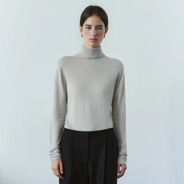 SIKN2205 소프트 슬림 터틀넥 니트_Olive gray