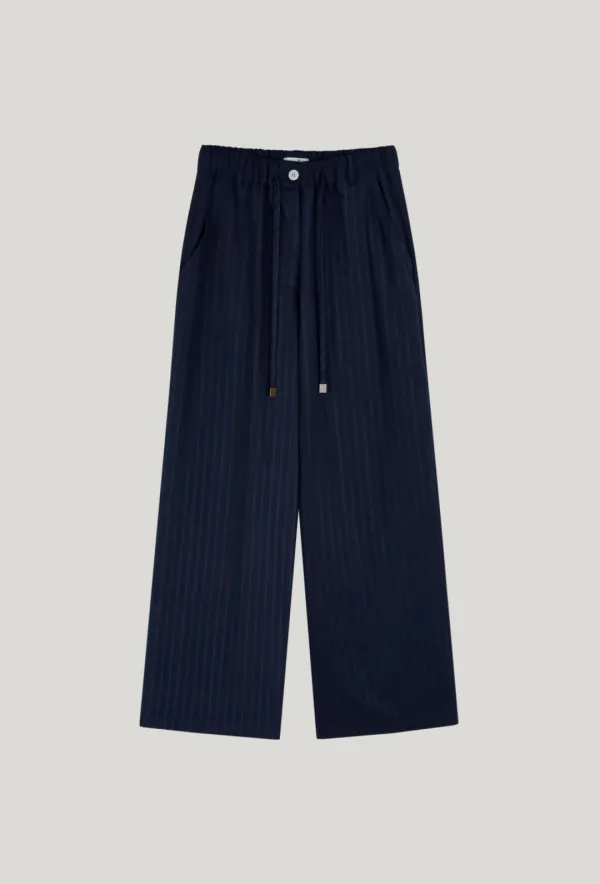 tonal stripe wide pants_navy