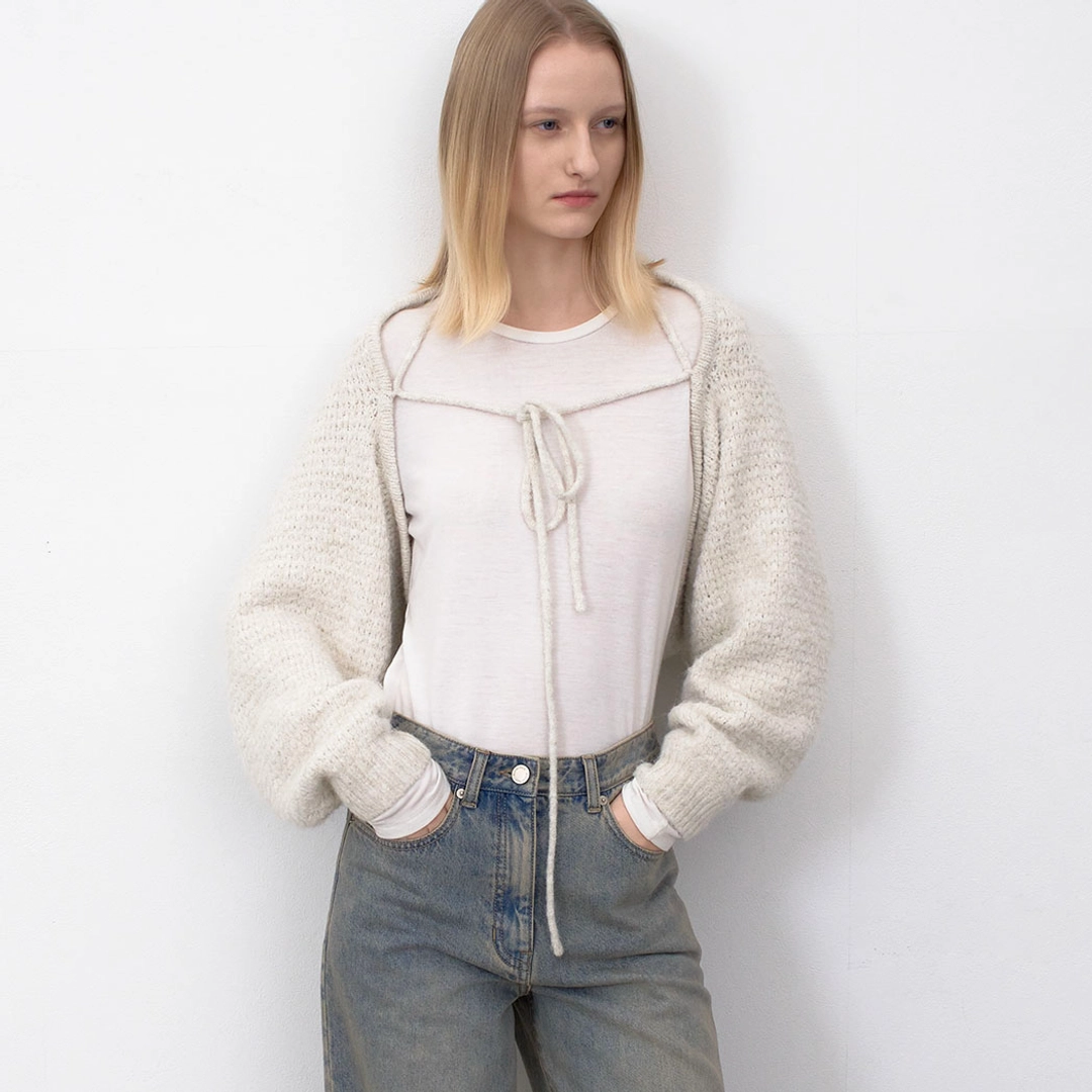 아뜰리에 나인 (CD-2239)HAIRY STRING DETAIL KNIT BOLERO 상품 이미지 1
