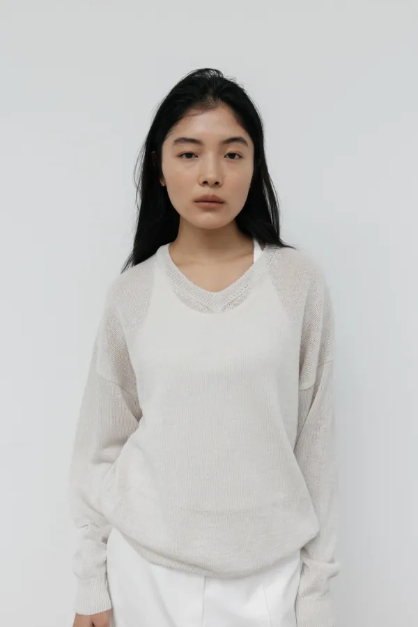 Paper V-Neck Knit (Ivory)