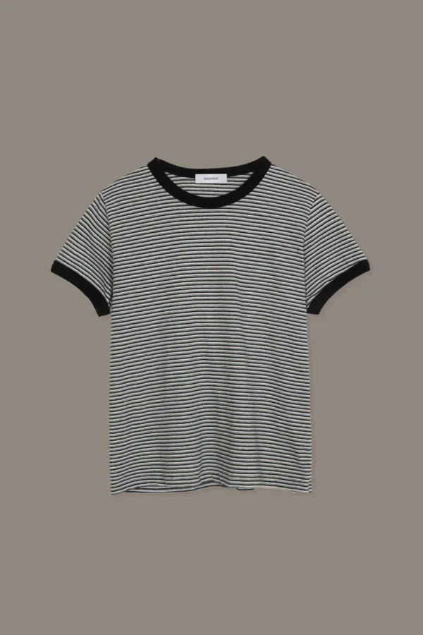 HAZEL STRIPE HALF T(BLACK)