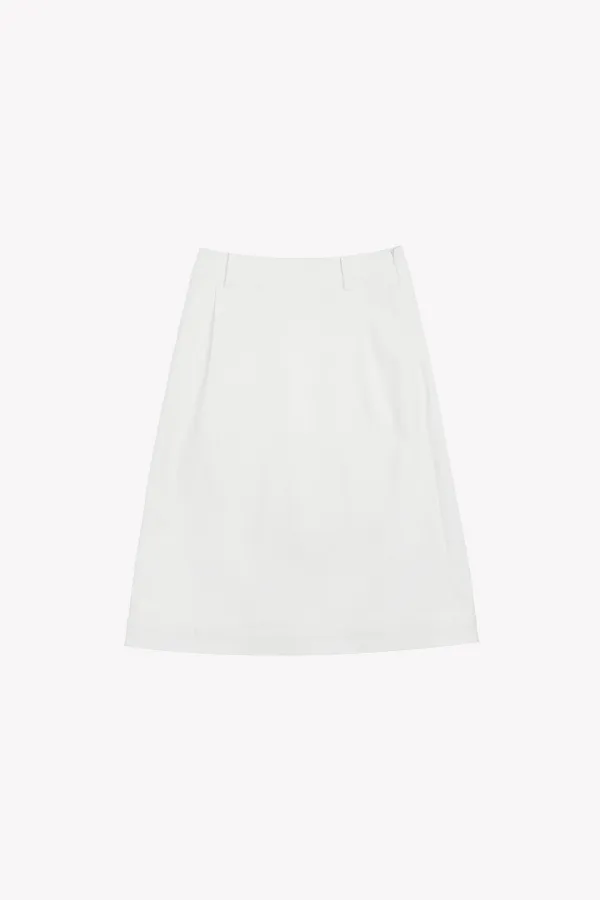 Rima Pintuck Midi Skirt (White)