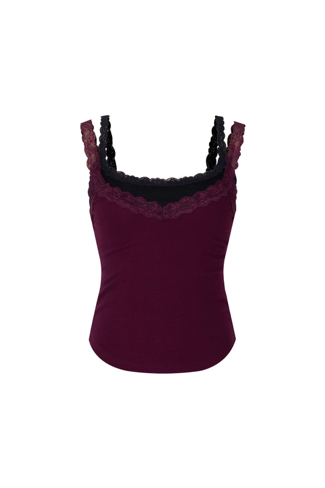 투머치택스 LAYERED LACE CAMI-TOP (MAROON) 상품 이미지 1