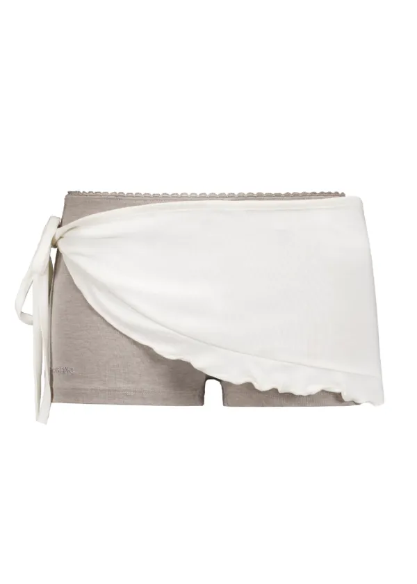 COCOA WRAP SKIRT-PANTS [IVORY-GREY]