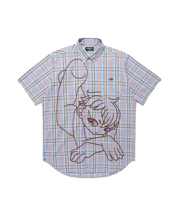 angel check big big half shirt[blue]
