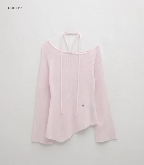 (Z-T-7011)UNBALANCED NECK STRING KNIT