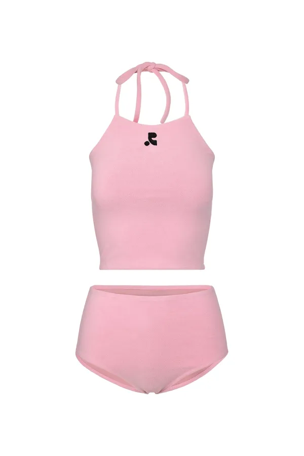 TERRY HALTER NECK BIKINI - PINK