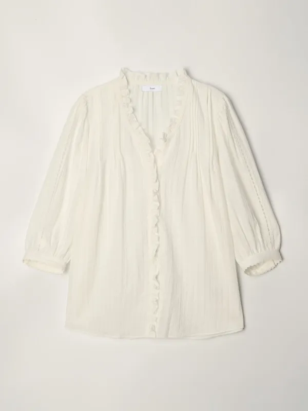 JANE FRILL BLOUSE WHITE_UDBL6B222WT