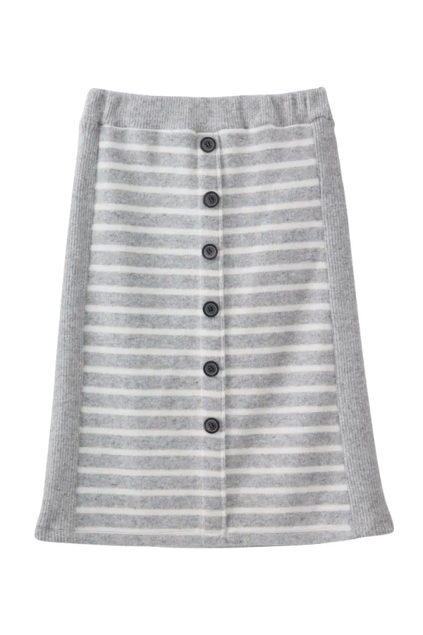 Stripe Button Knit Skirt_Grey
