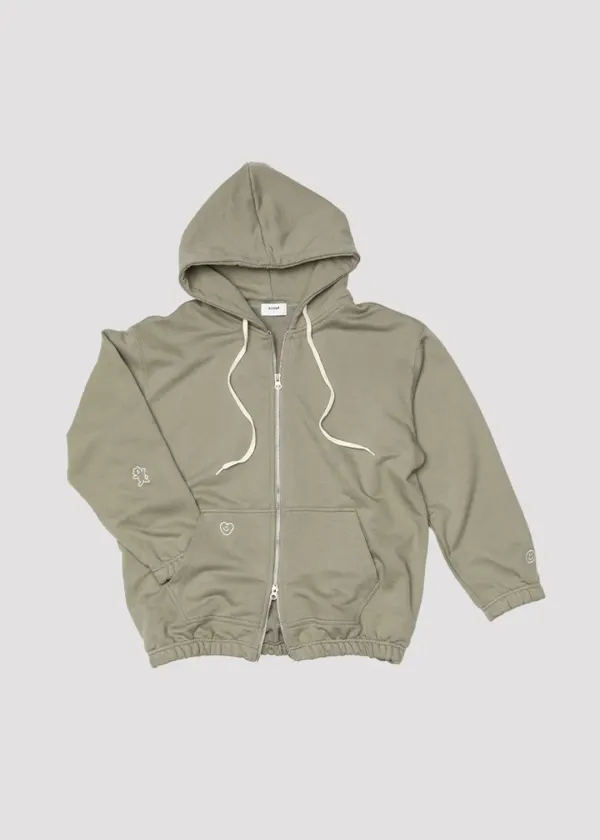 2WAY HOOD ZIP UP KHAKI