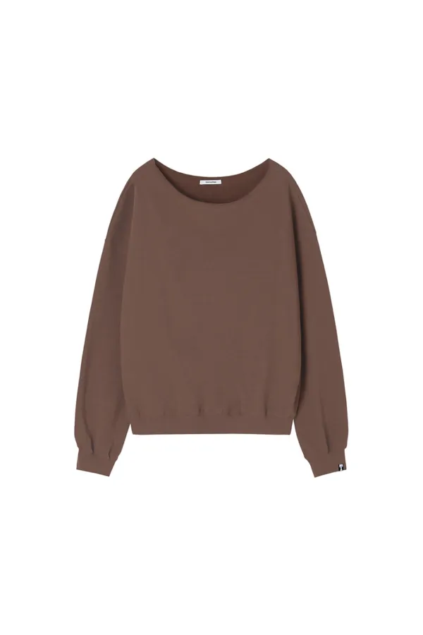 ASYMMETRIC ONE SHOULDER SWEATSHIRT (BROWN)