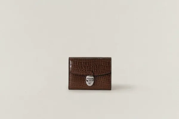 PORTE CARTES LOQUET CROCO BROWN