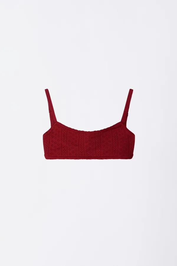 Eyelet Knit Bustier Red