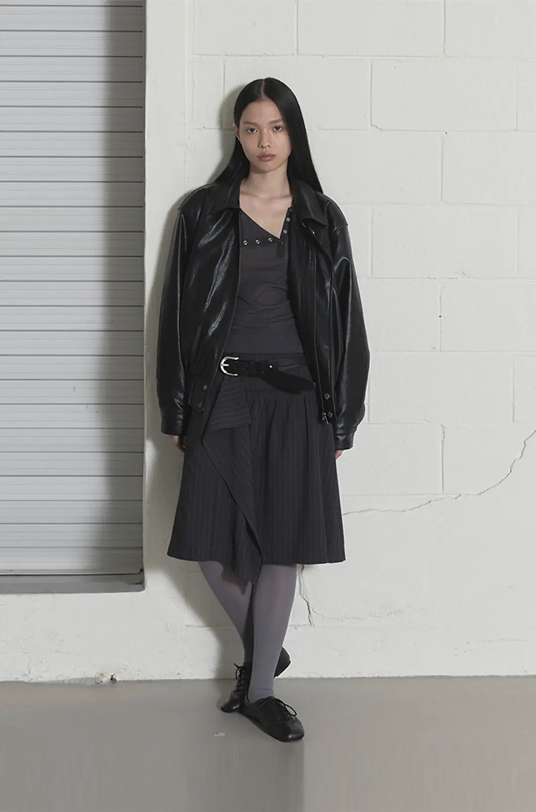 오데스 DRAPE FRILL MIDI SKIRTS - STRIPE 상품 이미지 2