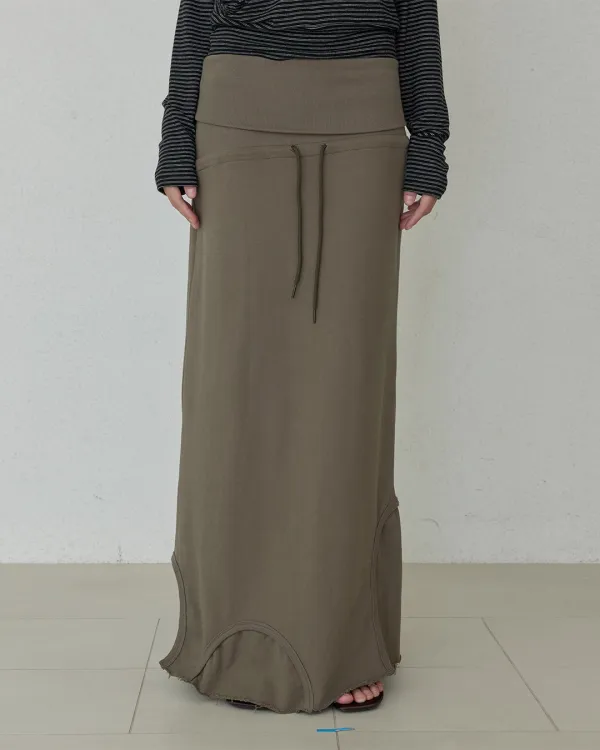 FOLD OVER JERSEY SKIRTS - KHAKI