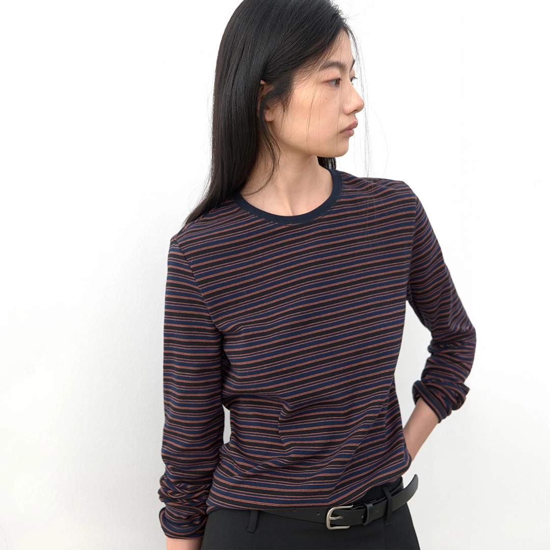 아뜰리에 나인 (T-7357)PIN STRIPE STANDARD SLIM TEE 상품 이미지 1