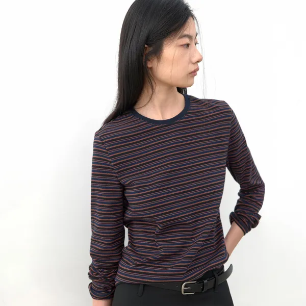 (T-7357)PIN STRIPE STANDARD SLIM TEE