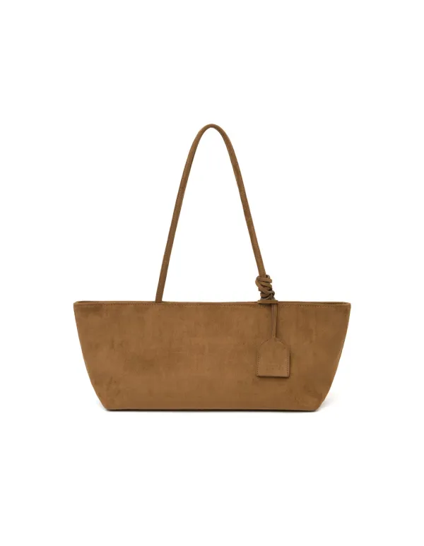 Suede Baguette Shopper Bag Brown